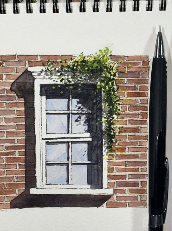 Architectural elements - window watercolour